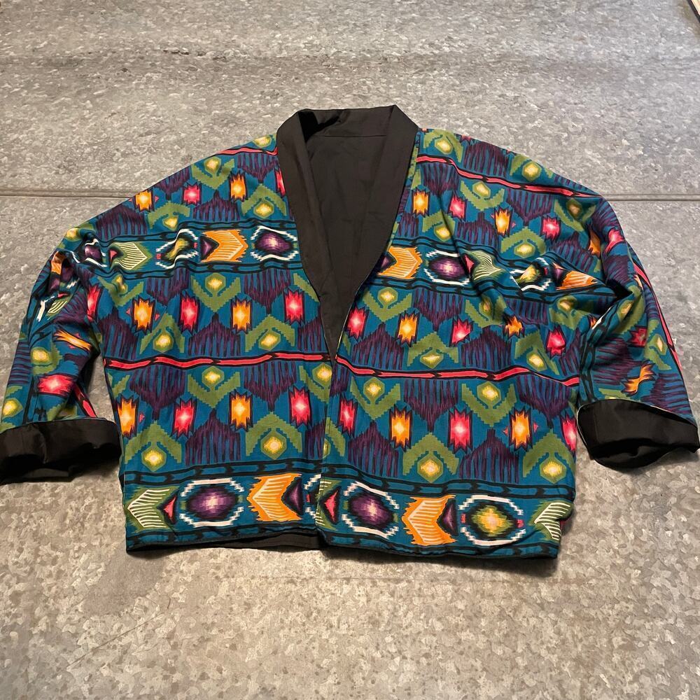 Vintage Handmade Southwestern Aztec Jacket Womens M/L Lightweight Abstract Print